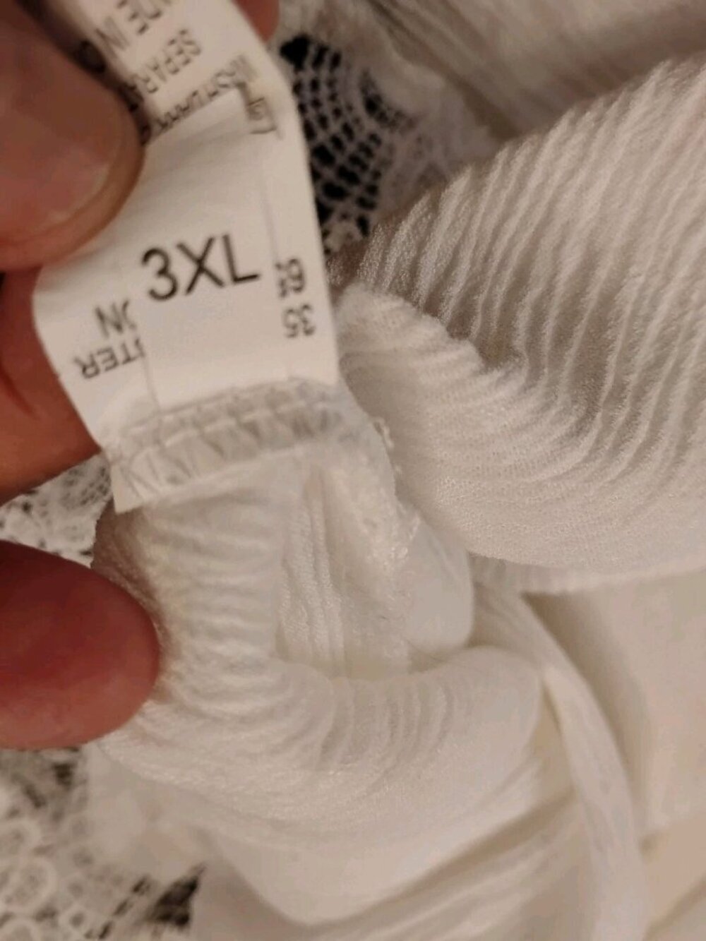 Boho Pintucked Sheer Blouse Swiss Dot Lace Detail Pullovet Lightweight 3XL White - Picture 7 of 7